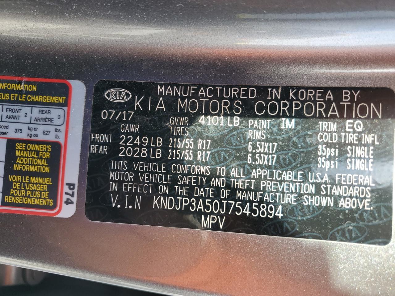 2018 Kia Soul + VIN: KNDJP3A50J7545894 Lot: 84828525