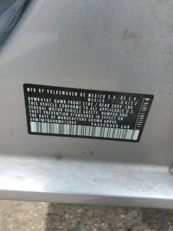 2022 Volkswagen Jetta Se VIN: 3VW7M7BU6NM012893 Lot: 80913545