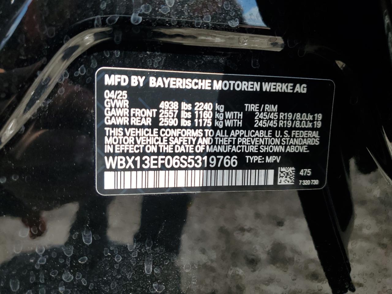 2025 BMW X1 M35I VIN: WBX13EF06S5319766 Lot: 71007905