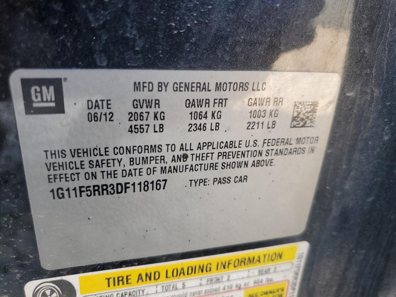 2013 Chevrolet Malibu 2Lt VIN: 1G11F5RR3DF118167 Lot: 81198535