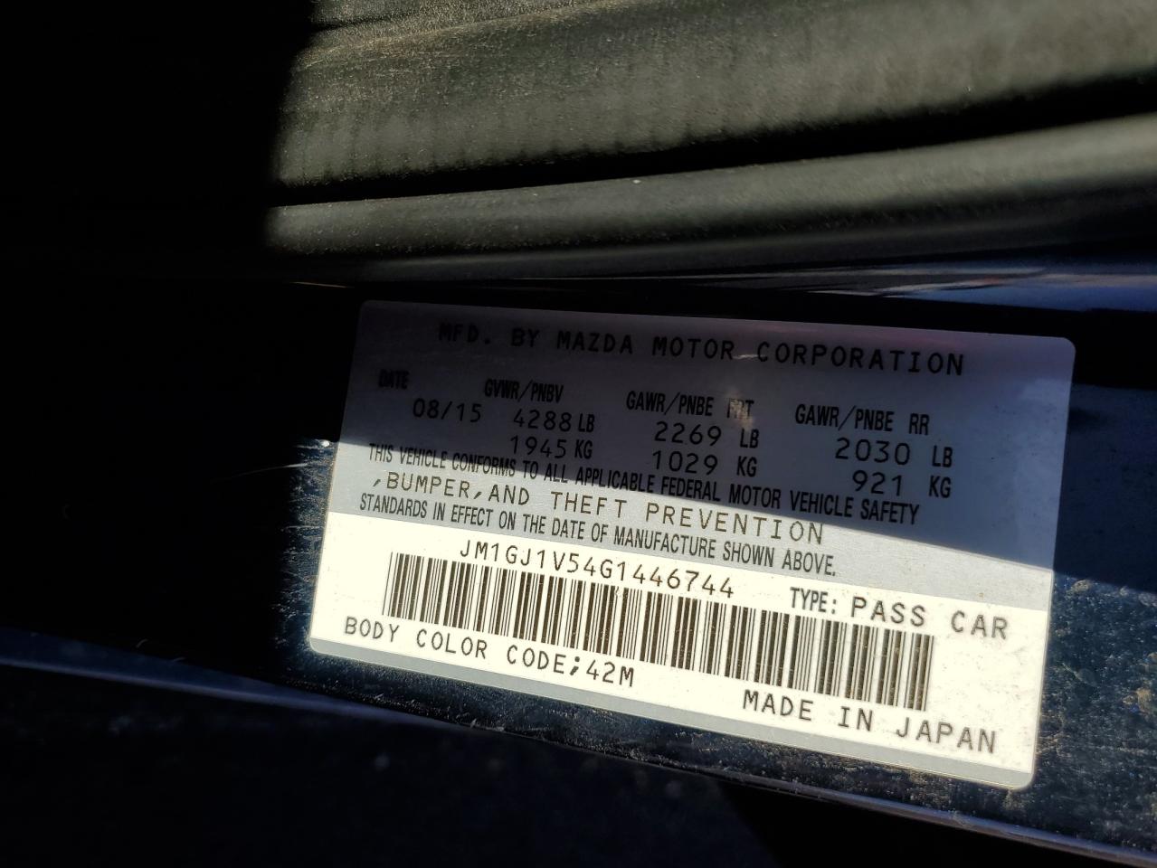 2016 Mazda 6 Touring VIN: JM1GJ1V54G1446744 Lot: 70718365
