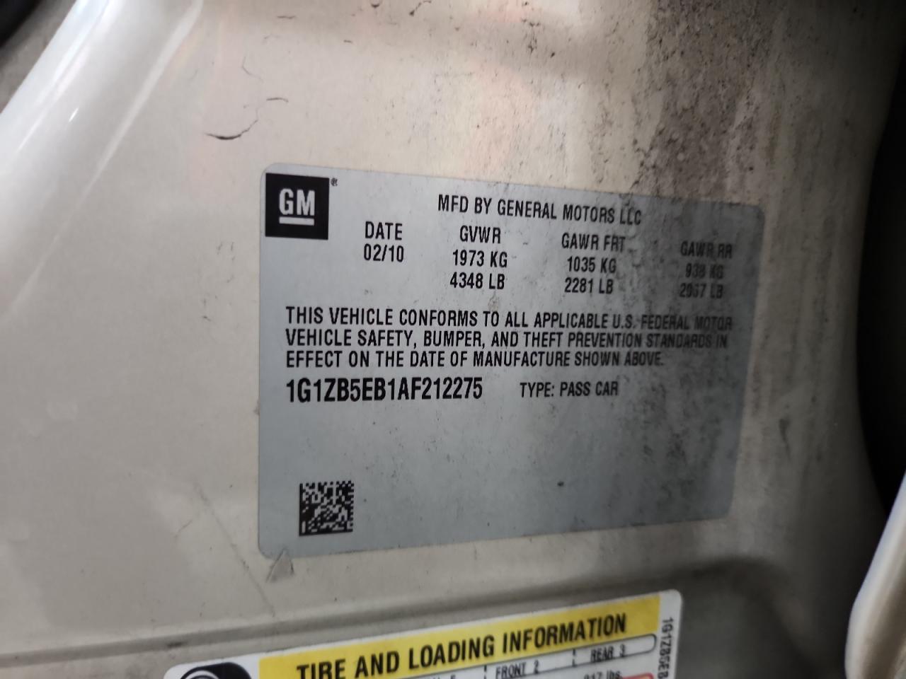 2010 Chevrolet Malibu Ls VIN: 1G1ZB5EB1AF212275 Lot: 71915085