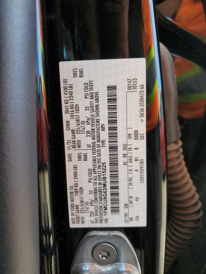 2021 Ford Escape Se VIN: 1FMCU9G62MUB15225 Lot: 81928465