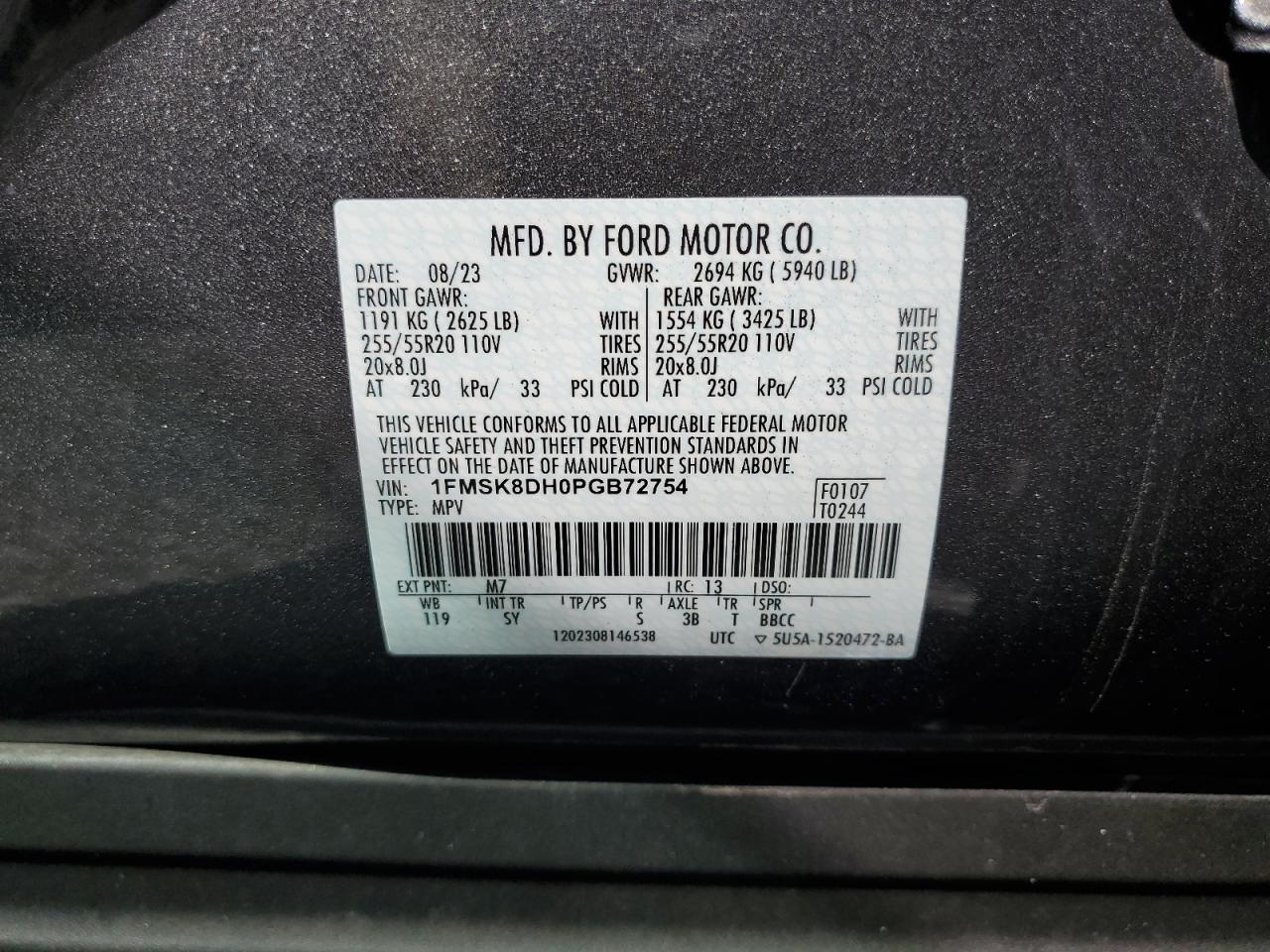 2023 Ford Explorer Xlt VIN: 1FMSK8DH0PGB72754 Lot: 71356955