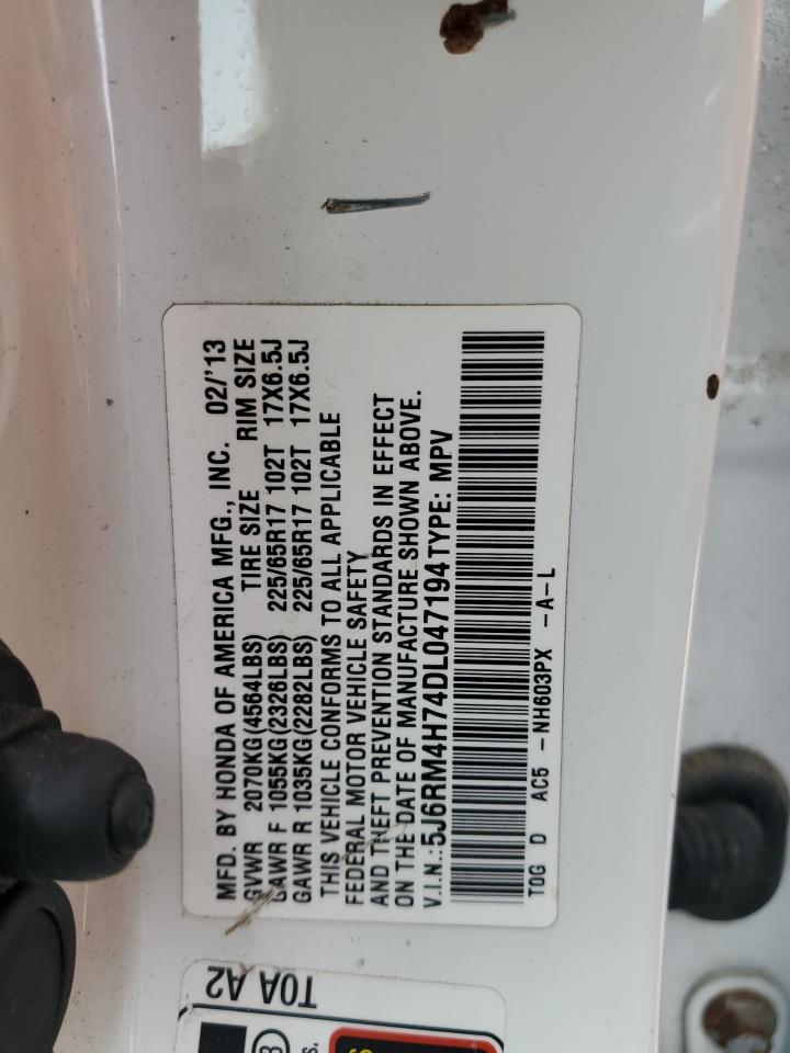 2013 Honda Cr-V Exl VIN: 5J6RM4H74DL047194 Lot: 72007185