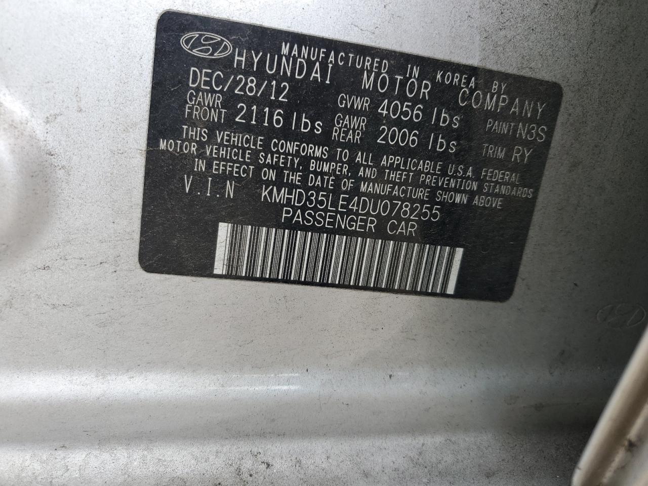 2013 Hyundai Elantra Gt VIN: KMHD35LE4DU078255 Lot: 80581845