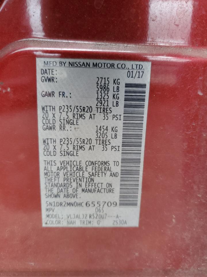 2017 Nissan Pathfinder S VIN: 5N1DR2MN0HC655709 Lot: 81880025