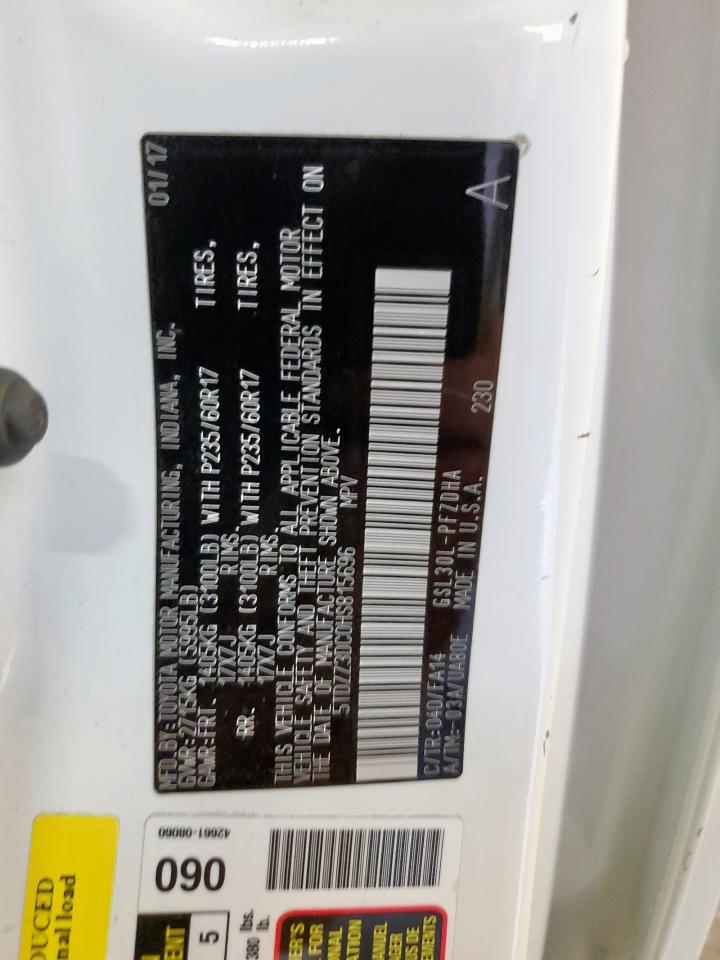 2017 Toyota Sienna VIN: 5TDZZ3DC0HS815696 Lot: 82137255