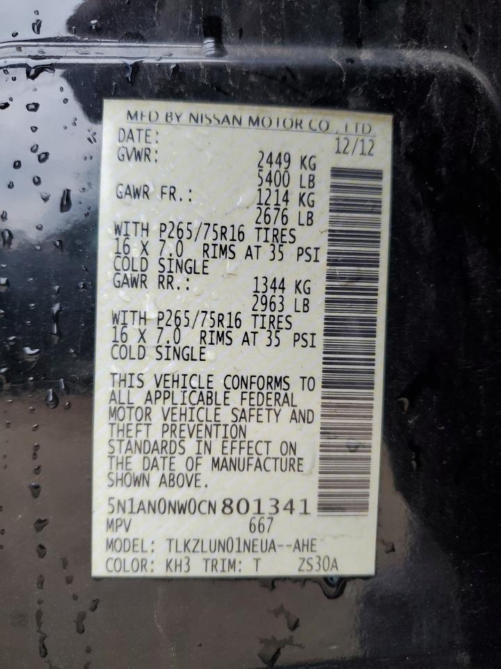 2012 Nissan Xterra Off Road VIN: 5N1AN0NW0CN801341 Lot: 80318775