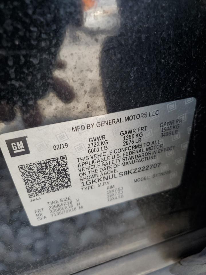 2019 GMC Acadia Slt-1 VIN: 1GKKNULS8KZ222707 Lot: 71168655