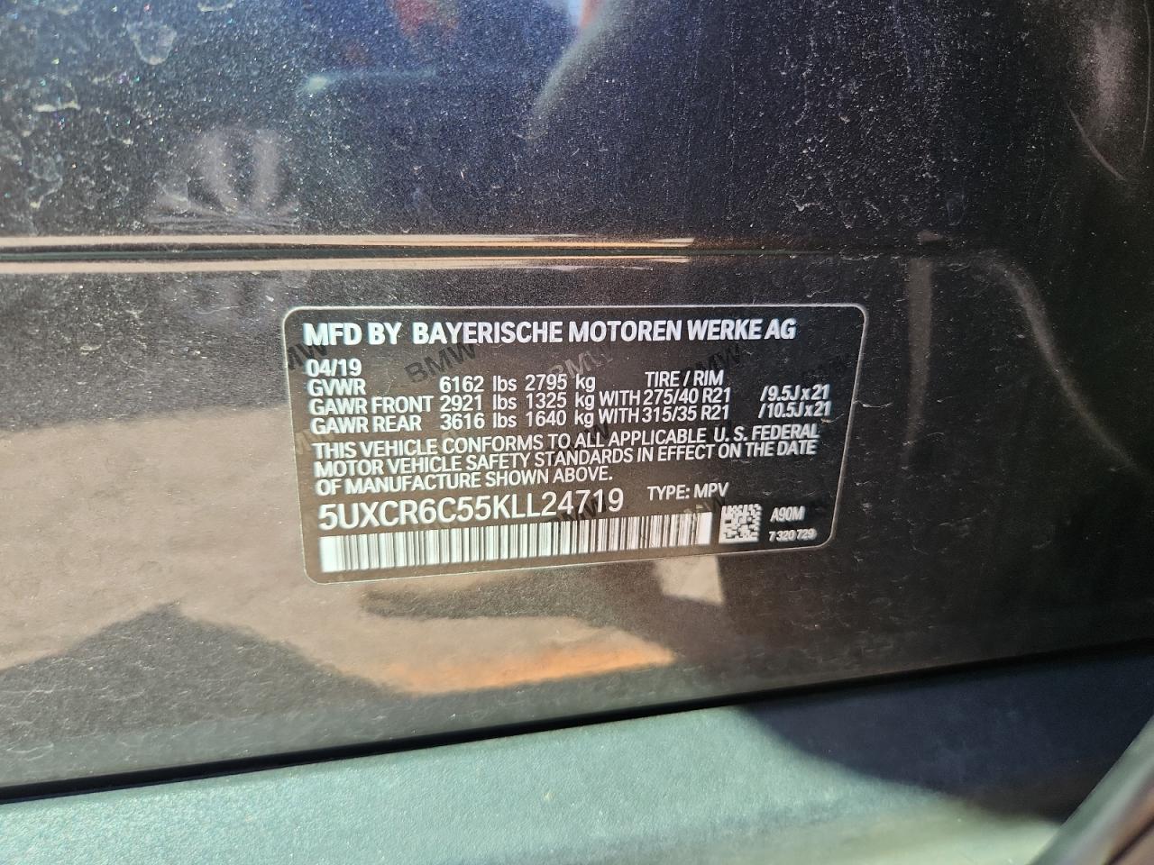 2019 BMW X5 xDrive40I VIN: 5UXCR6C55KLL24719 Lot: 80255175