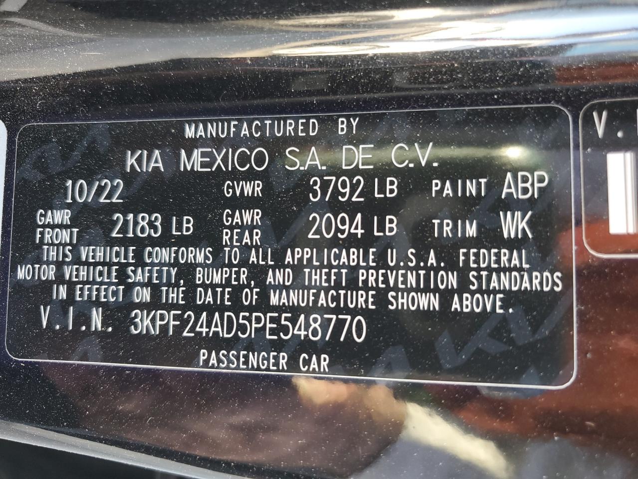 2023 Kia Forte Lx VIN: 3KPF24AD5PE548770 Lot: 84426235