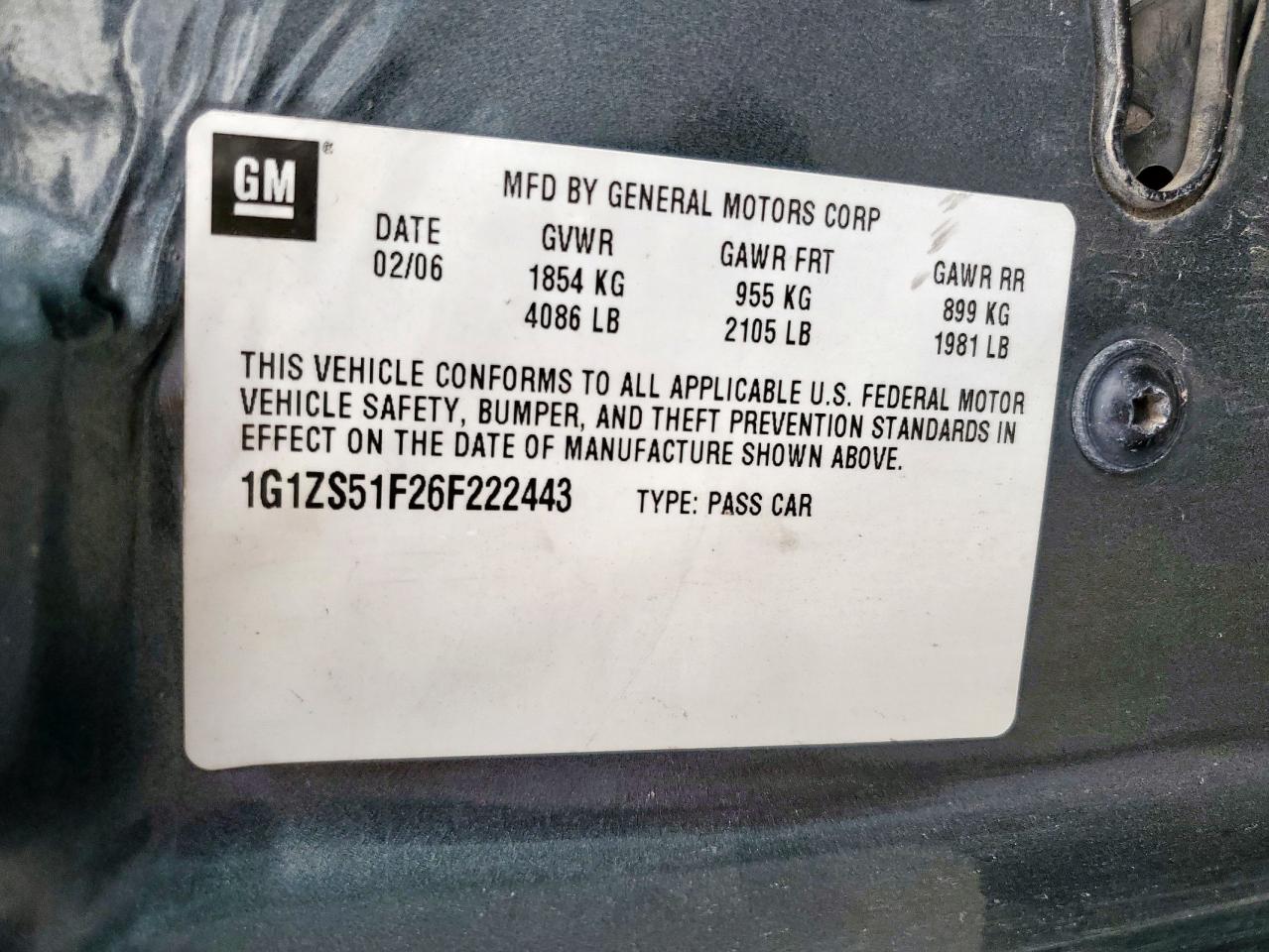 2006 Chevrolet Malibu Ls VIN: 1G1ZS51F26F222443 Lot: 81137095
