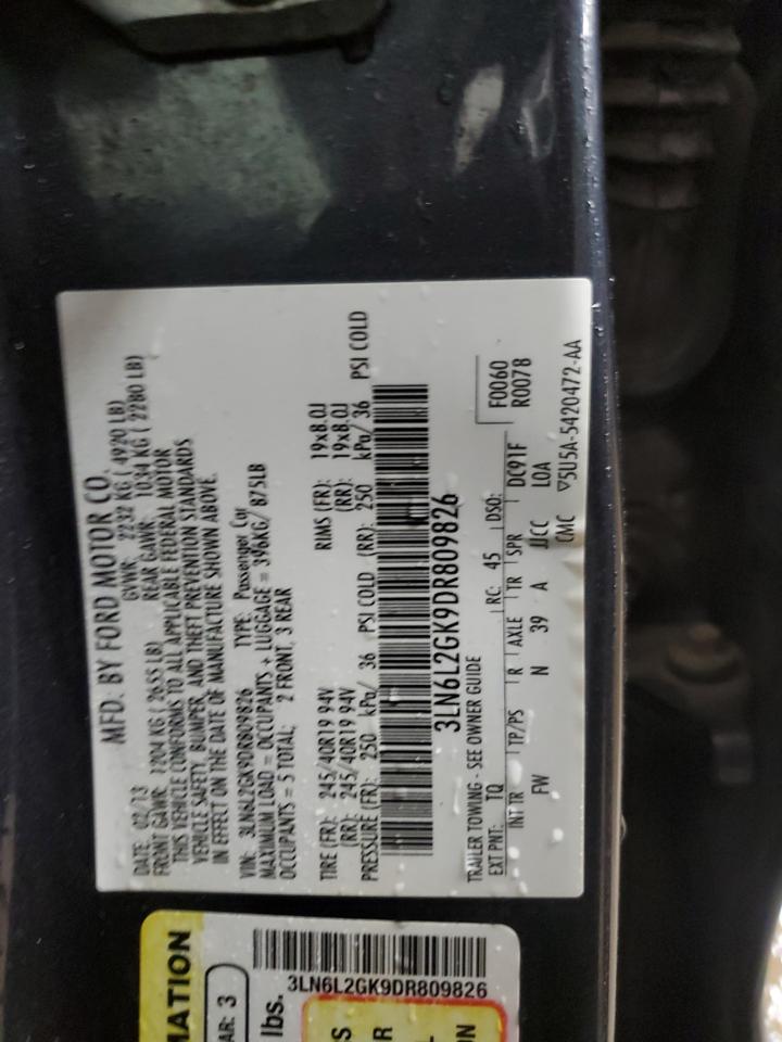 2013 Lincoln Mkz VIN: 3LN6L2GK9DR809826 Lot: 81427995