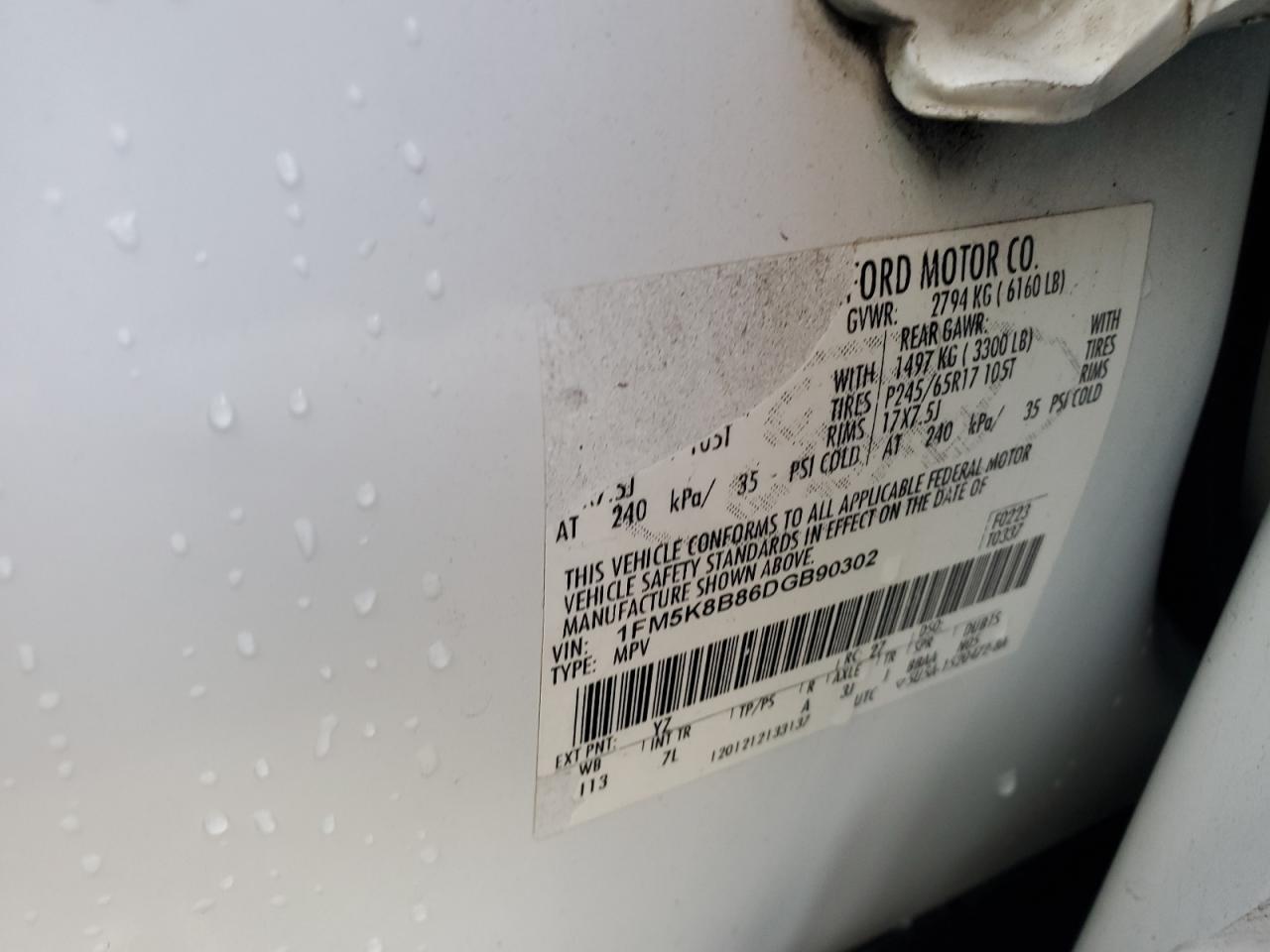 2013 Ford Explorer VIN: 1FM5K8B86DGB90302 Lot: 81895545