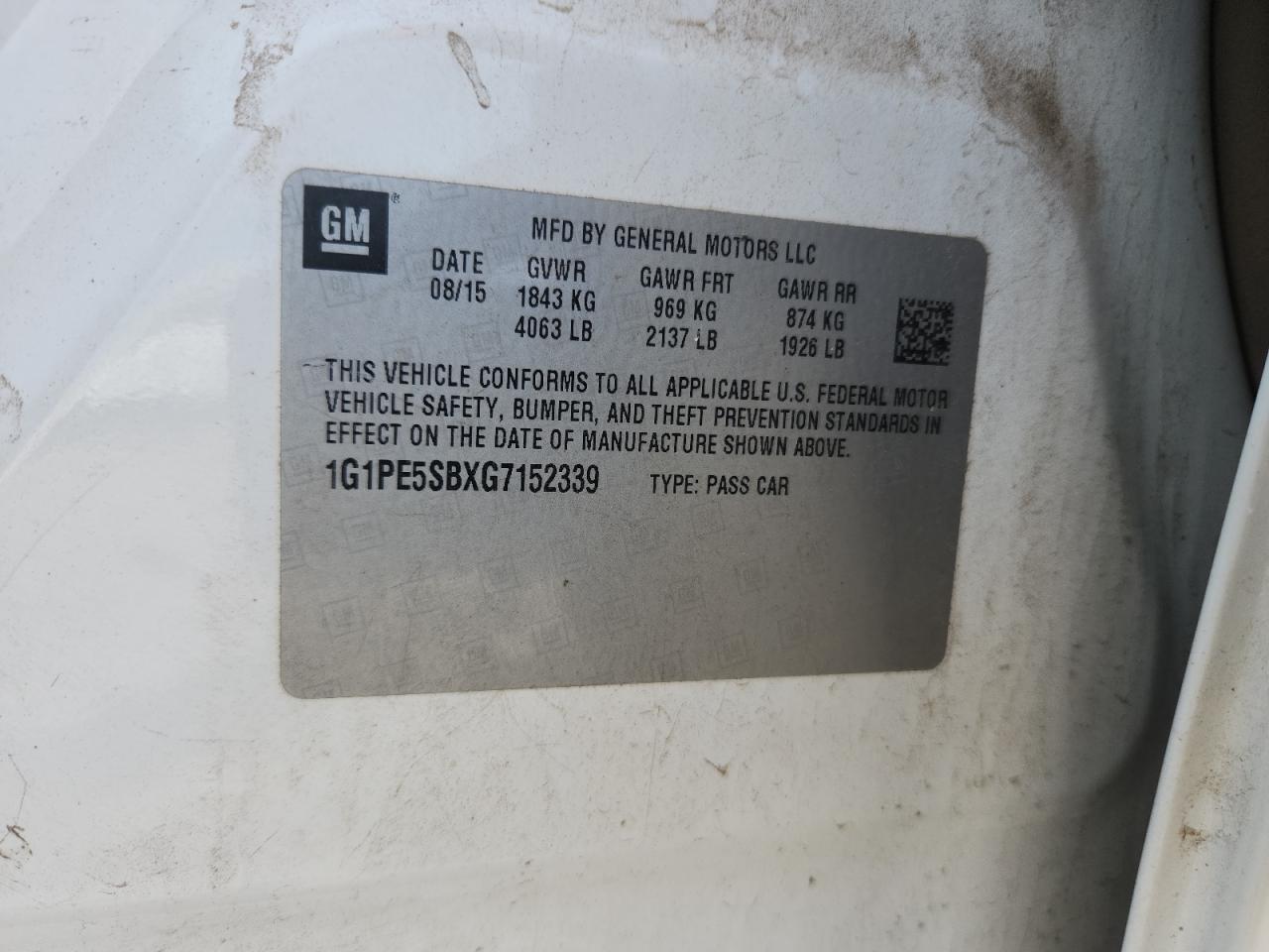 2016 Chevrolet Cruze Limited Lt VIN: 1G1PE5SBXG7152339 Lot: 81864615