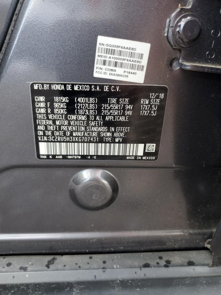 2019 Honda Hr-V Lx VIN: 3CZRU5H3XKG707431 Lot: 83952485