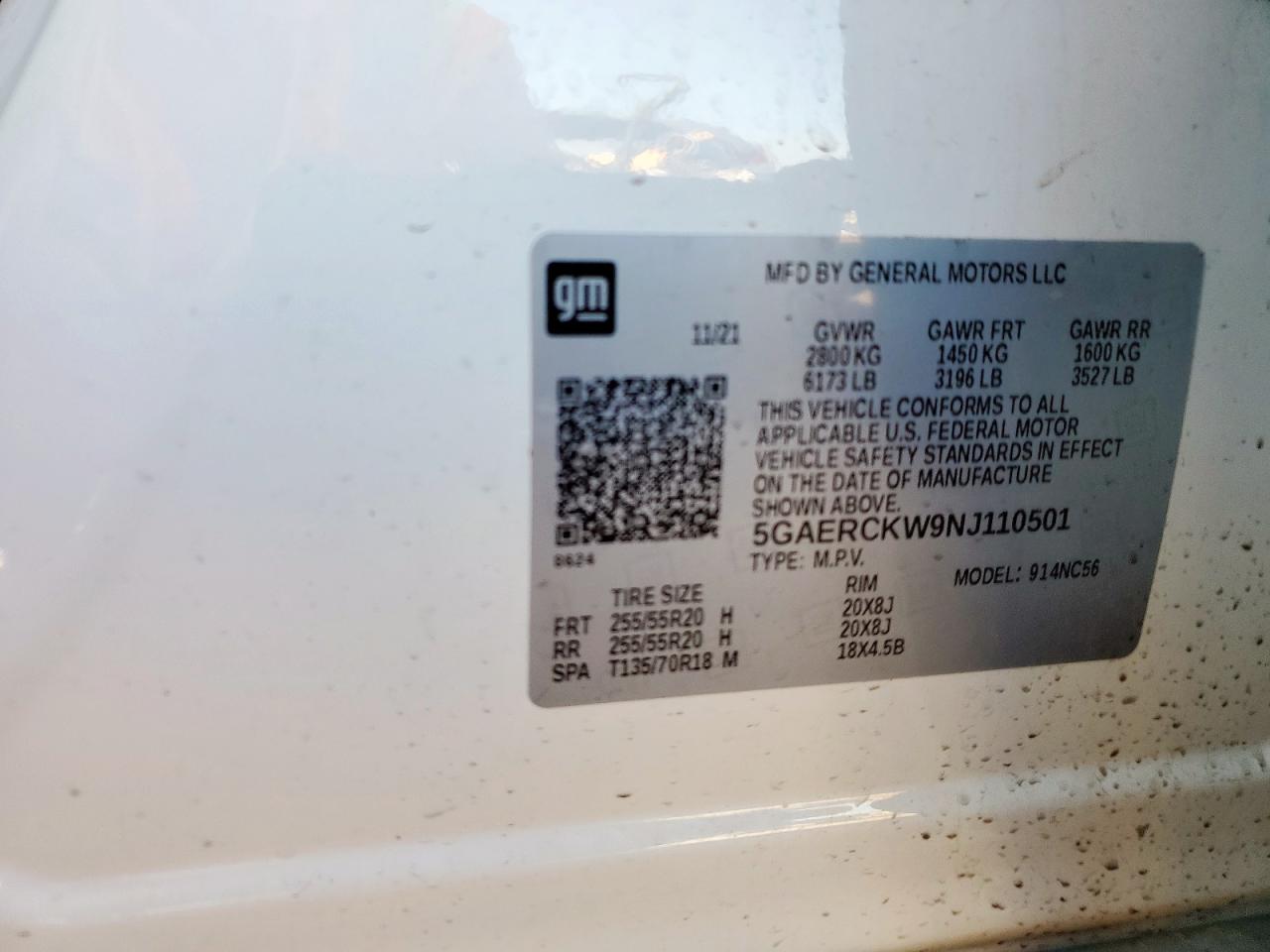 2022 Buick Enclave Premium VIN: 5GAERCKW9NJ110501 Lot: 80787125