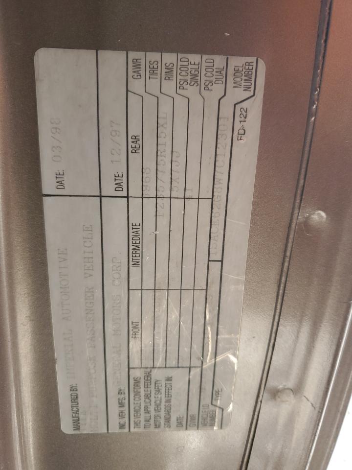 1998 GMC Savana Rv G1500 VIN: 1GDFG15R7W1044739 Lot: 72016405