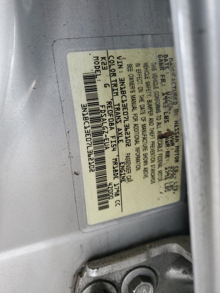 2007 Nissan Versa S VIN: 3N1BC13E07L362102 Lot: 84055495