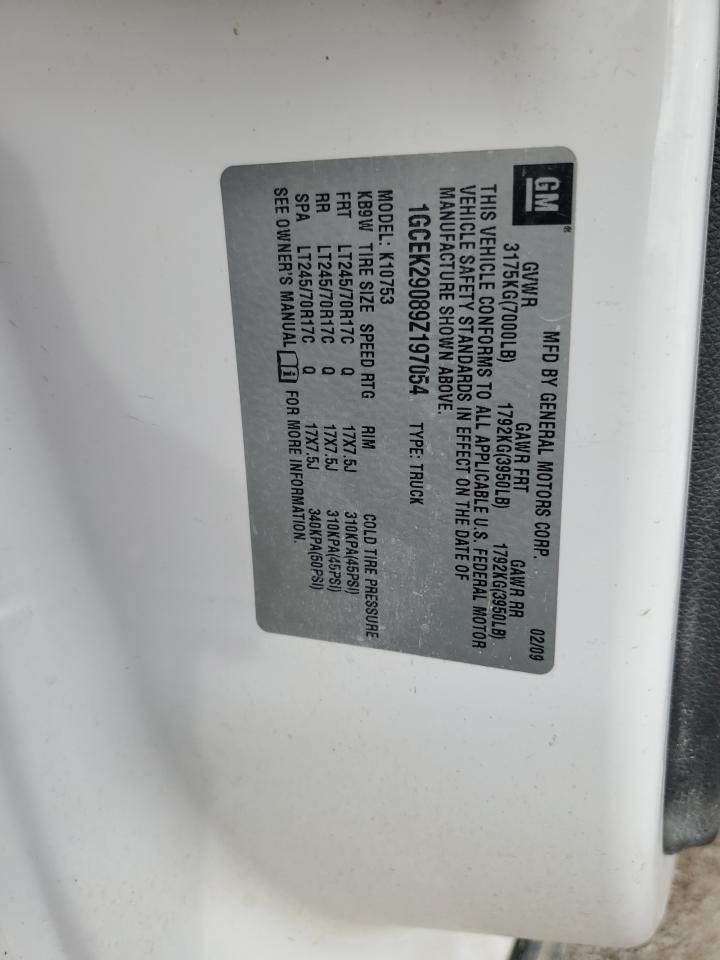 2009 Chevrolet Silverado K1500 Lt VIN: 1GCEK29089Z197054 Lot: 81253105