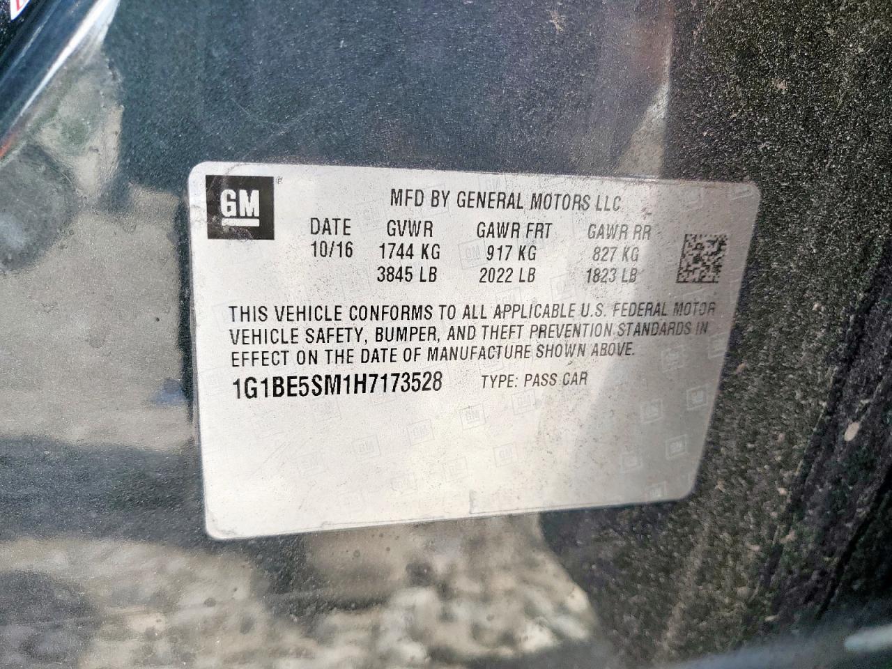 2017 Chevrolet Cruze Lt VIN: 1G1BE5SM1H7173528 Lot: 81611735