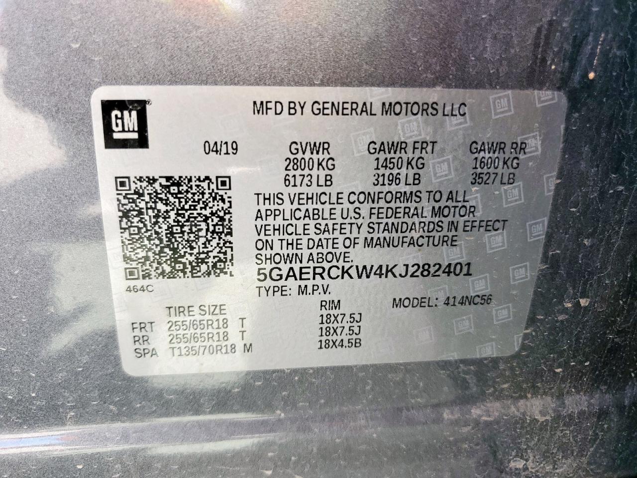 2019 Buick Enclave Premium VIN: 5GAERCKW4KJ282401 Lot: 84615955