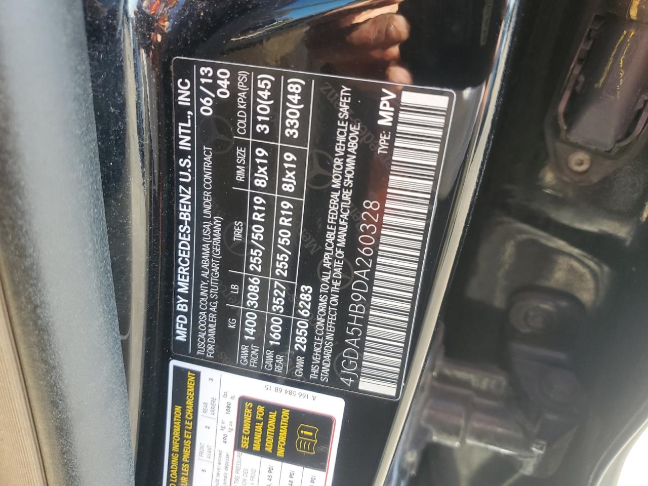 2013 Mercedes-Benz Ml 350 4Matic VIN: 4JGDA5HB9DA260328 Lot: 80553065