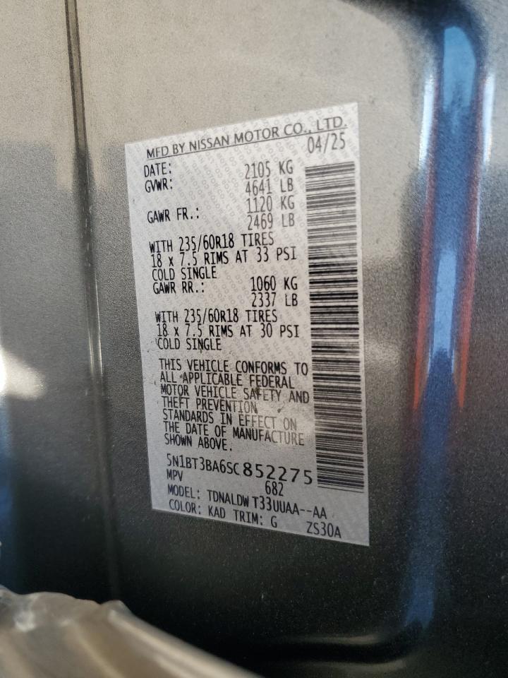 2025 Nissan Rogue Sv VIN: 5N1BT3BA6SC852275 Lot: 81718075