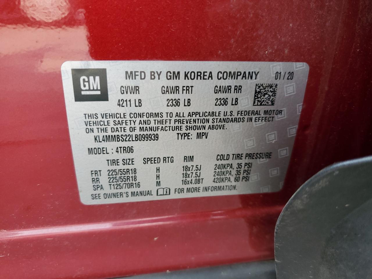 2020 Buick Encore Gx Preferred VIN: KL4MMBS22LB099939 Lot: 71860415