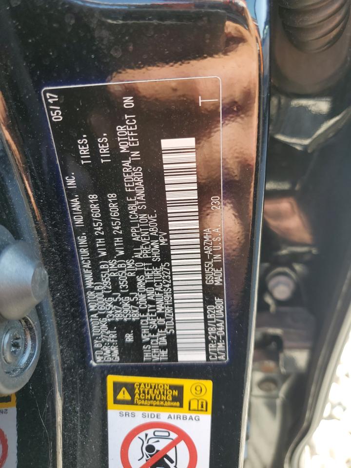 2017 Toyota Highlander Se VIN: 5TDJZRFH9HS423275 Lot: 83796055