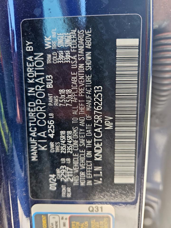 2024 Kia Seltos Sx VIN: KNDETCA75R7622513 Lot: 81139155