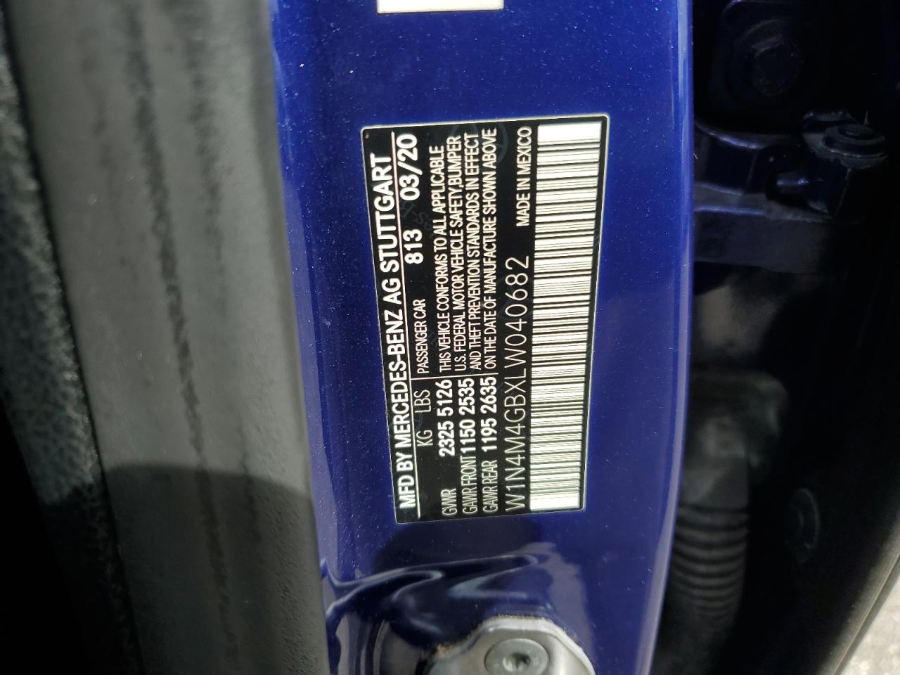 2020 Mercedes-Benz Glb 250 VIN: W1N4M4GBXLW040682 Lot: 84452525