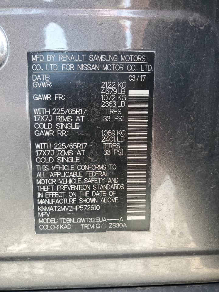 2017 Nissan Rogue S VIN: KNMAT2MV2HP572610 Lot: 81063815