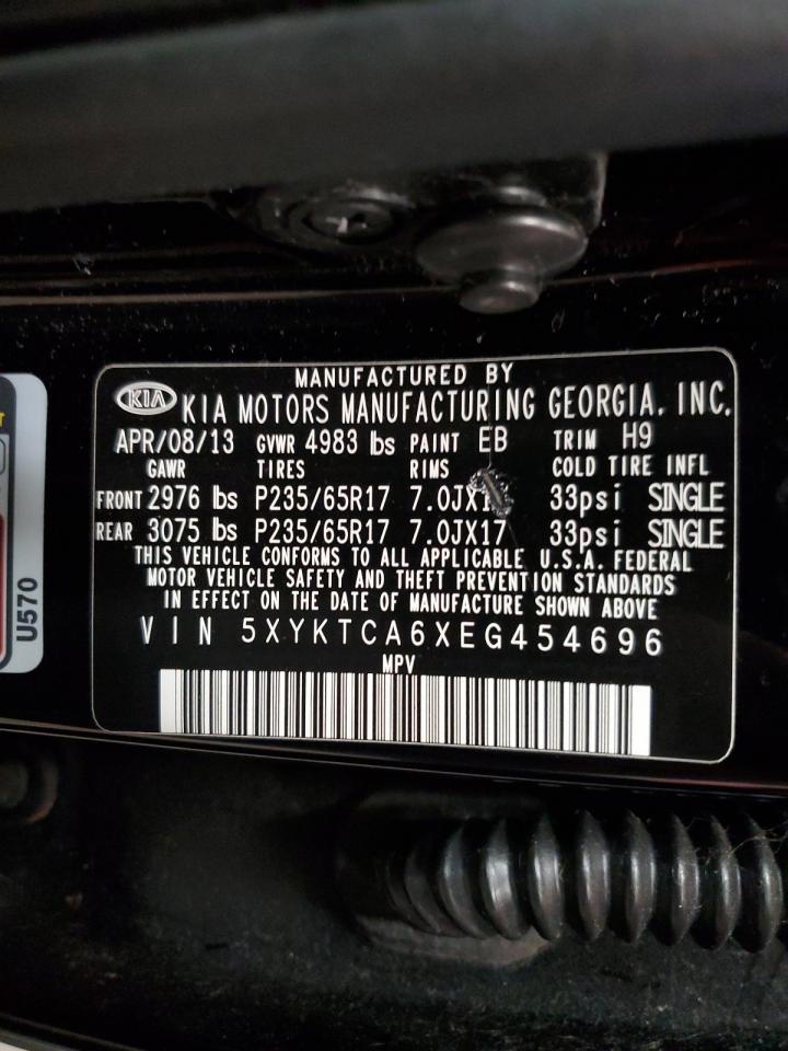 2014 Kia Sorento Lx VIN: 5XYKTCA6XEG454696 Lot: 81436075