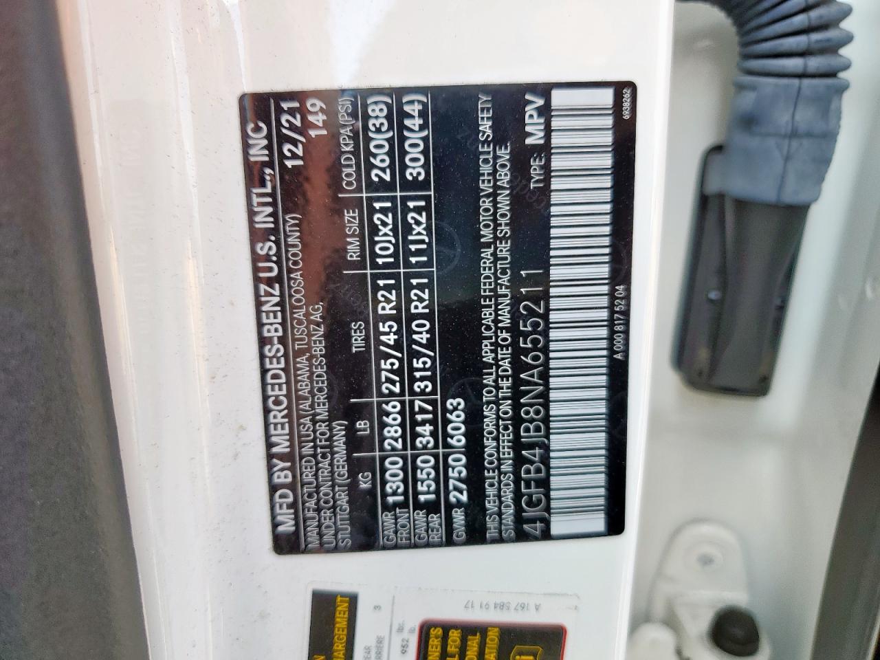 2022 Mercedes-Benz Gle 350 VIN: 4JGFB4JB8NA655211 Lot: 84010505