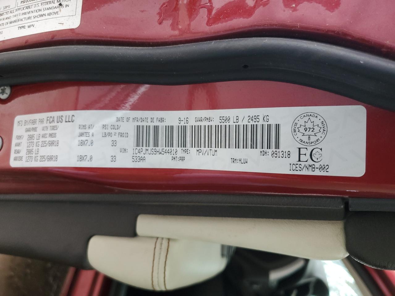 2017 Jeep Cherokee Overland VIN: 1C4PJMJS9HW544010 Lot: 72061805