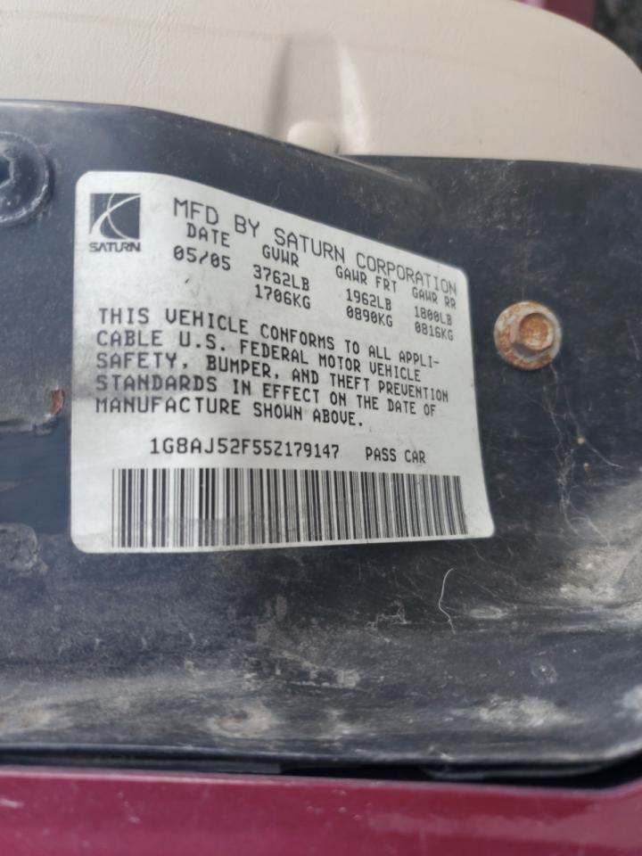 2005 Saturn Ion Level 2 VIN: 1G8AJ52F55Z179147 Lot: 81412775