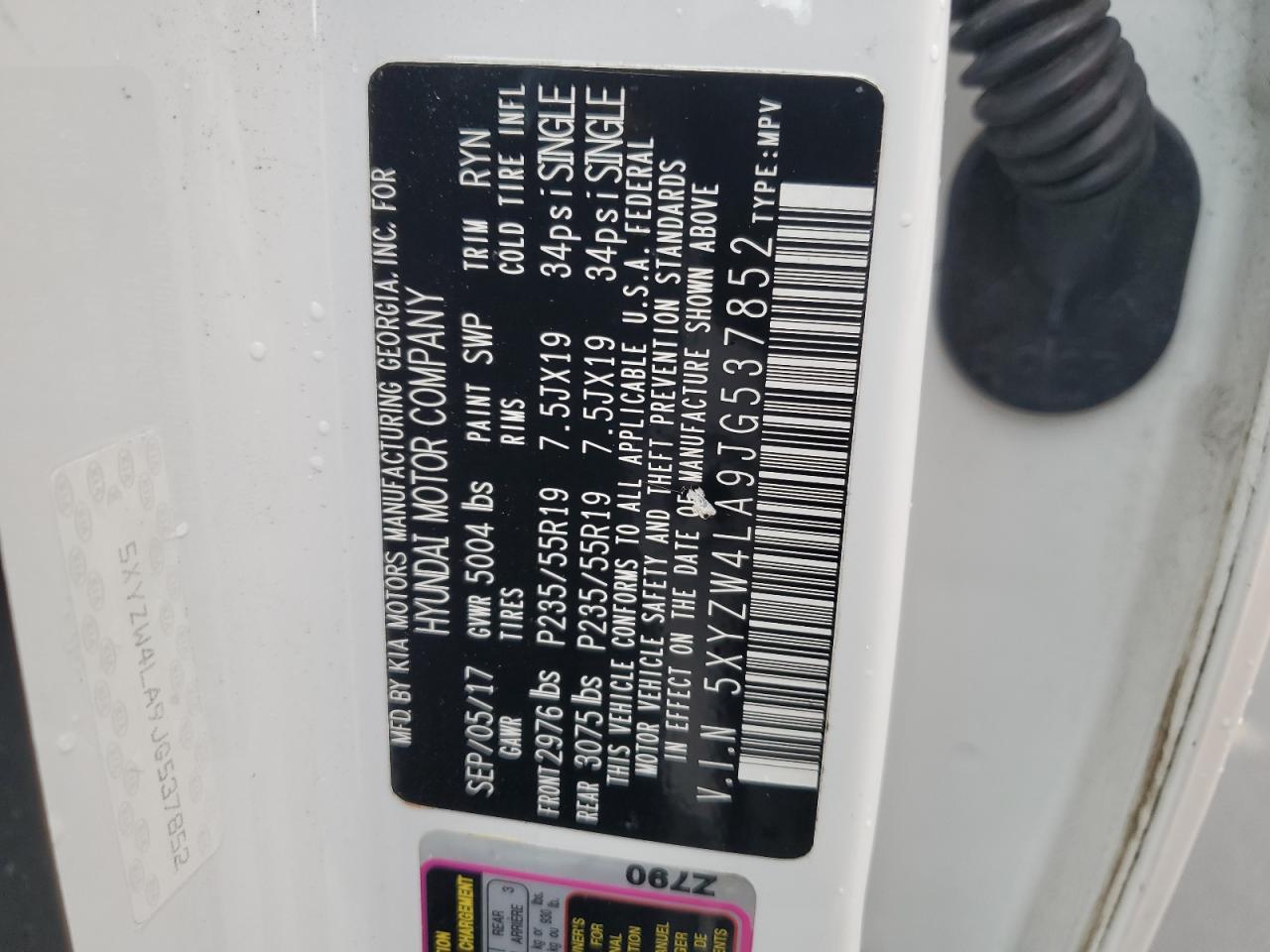 2018 Hyundai Santa Fe Sport VIN: 5XYZW4LA9JG537852 Lot: 81812715