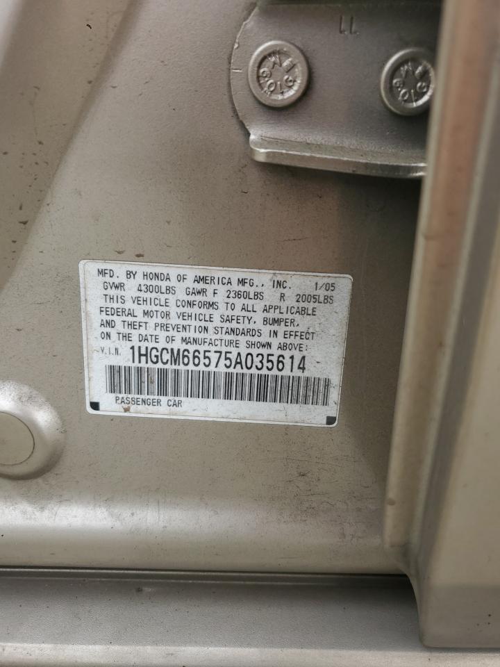 2005 Honda Accord Ex VIN: 1HGCM66575A035614 Lot: 80297315