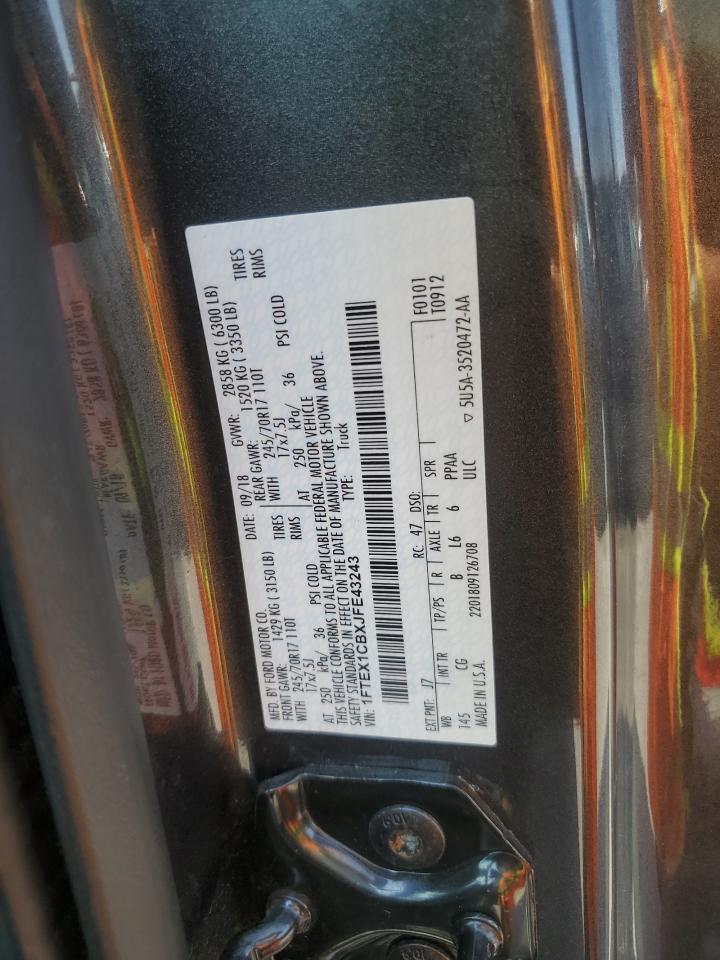 2018 Ford F150 Super Cab VIN: 1FTEX1CBXJFE43243 Lot: 81540395