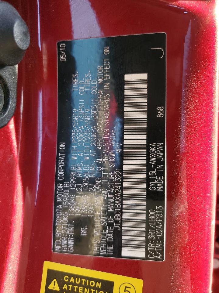 2010 Lexus Rx 450H VIN: JTJBC1BAXA2413221 Lot: 80885275