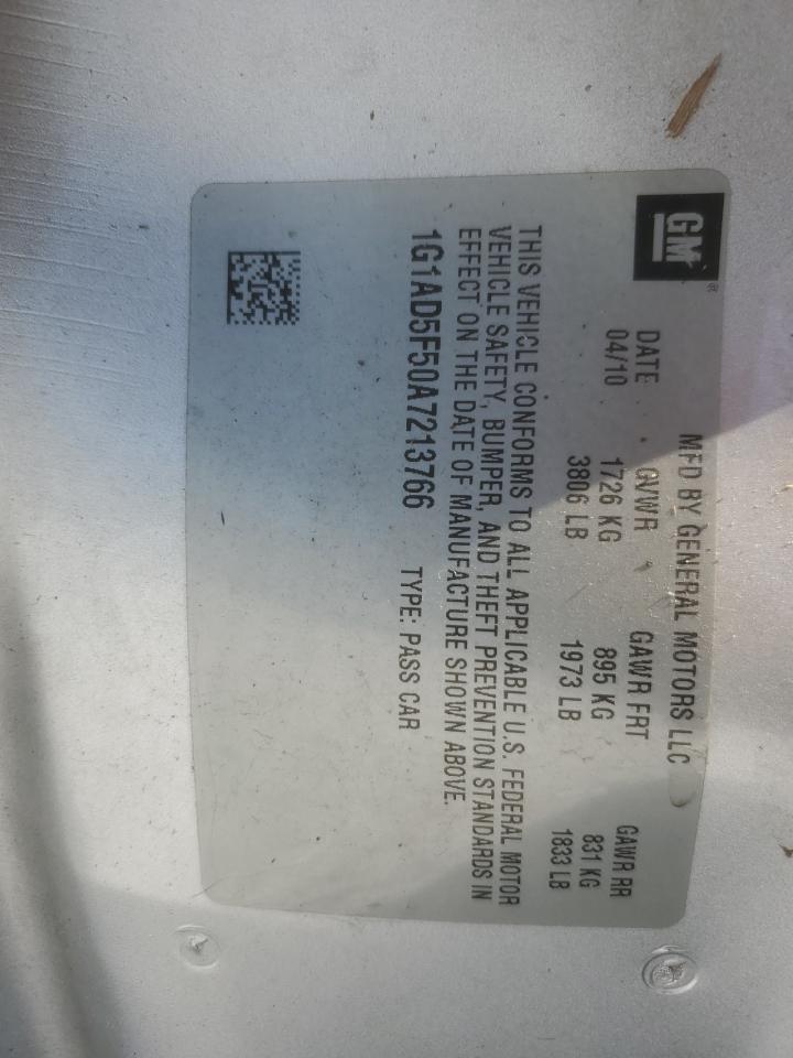 2010 Chevrolet Cobalt 1Lt VIN: 1G1AD5F50A7213766 Lot: 71254595