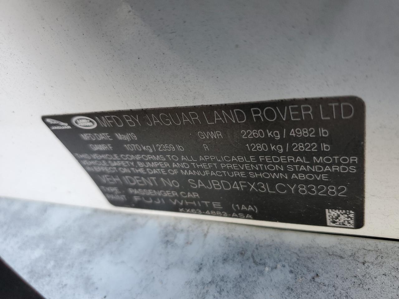 2020 Jaguar Xf Premium VIN: SAJBD4FX3LCY83282 Lot: 83803545