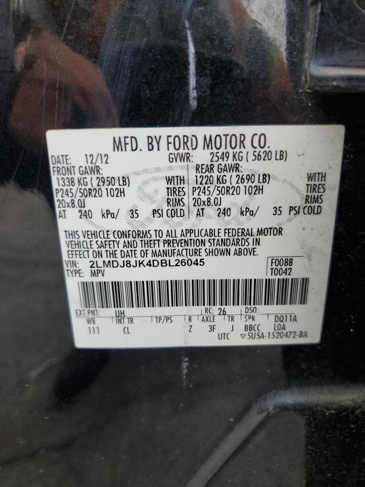 2013 Lincoln Mkx VIN: 2LMDJ8JK4DBL26045 Lot: 71603545