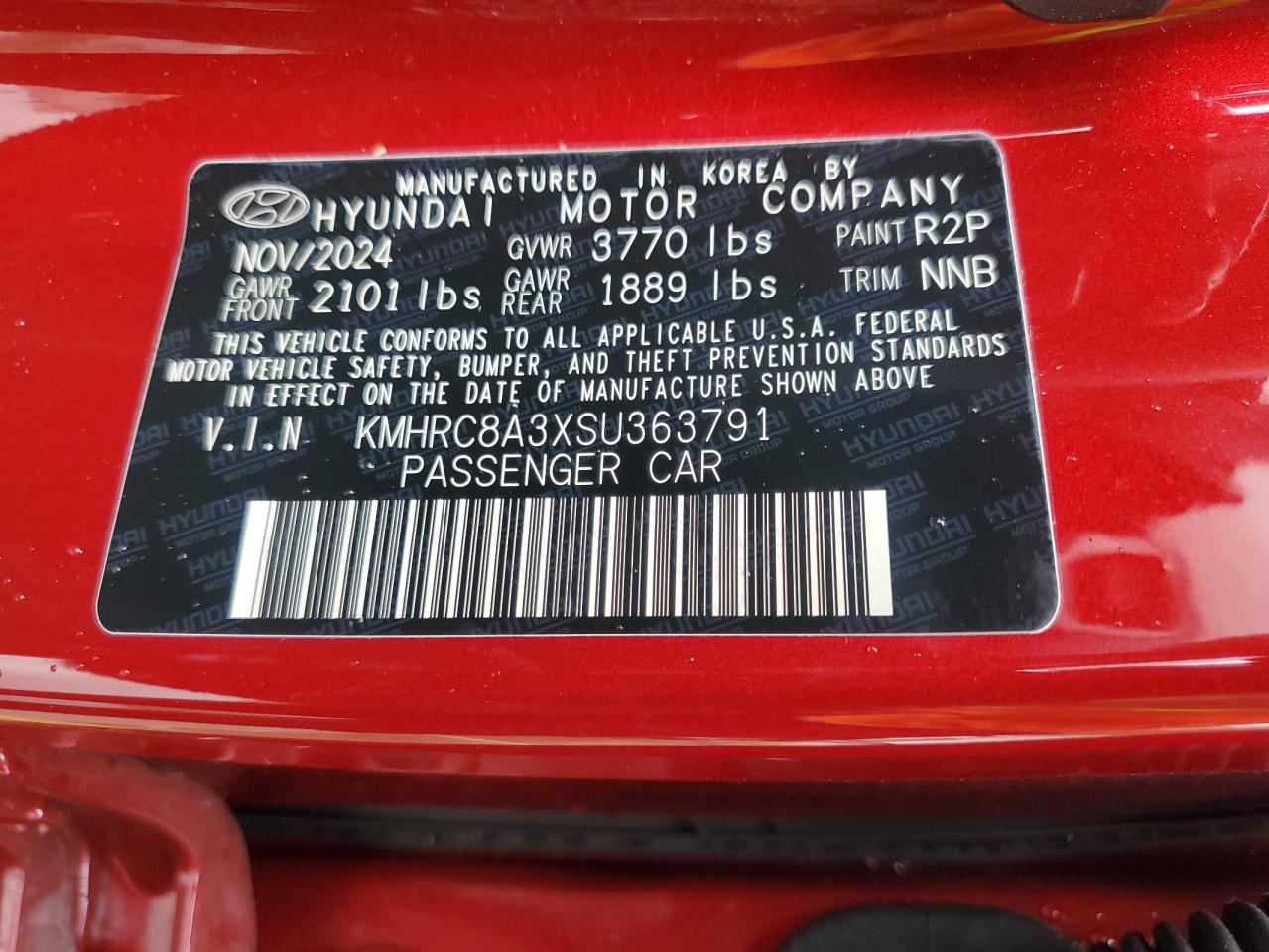 2025 Hyundai Venue Sel VIN: KMHRC8A3XSU363791 Lot: 81652515