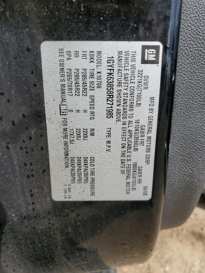 2008 Cadillac Escalade Luxury VIN: 1GYFK63858R271985 Lot: 82132985