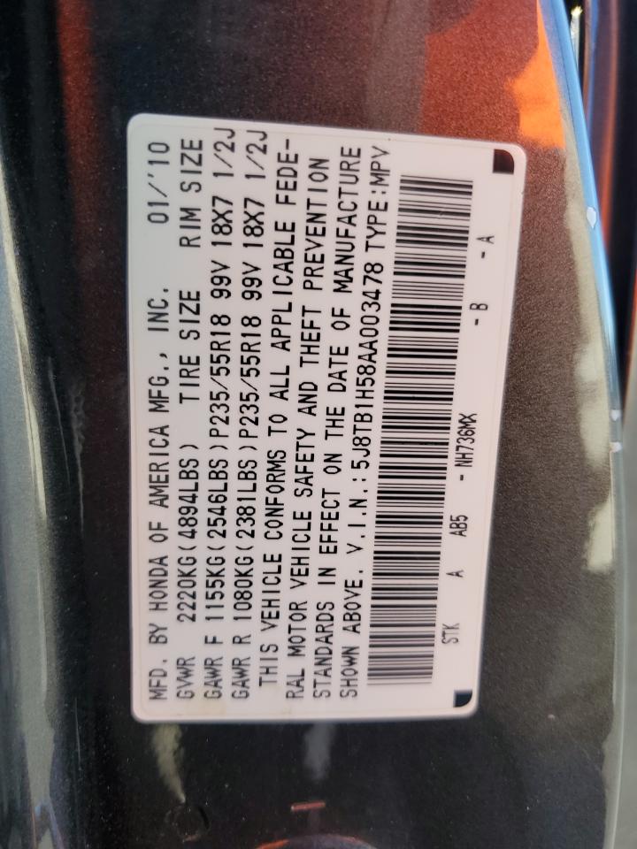 2010 Acura Rdx Technology VIN: 5J8TB1H58AA003478 Lot: 80927605