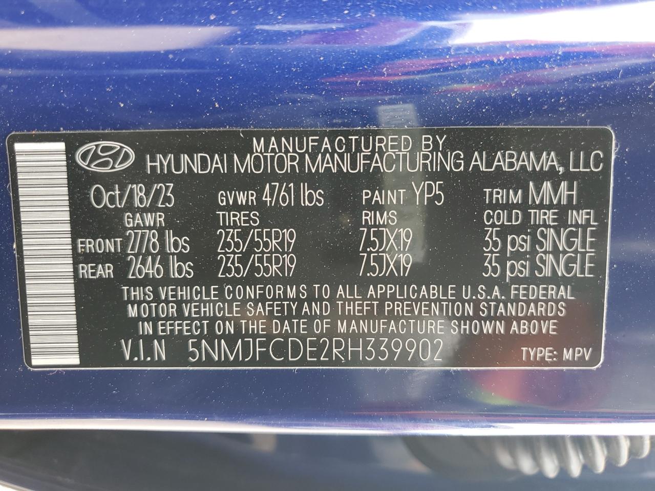 2024 Hyundai Tucson Sel VIN: 5NMJFCDE2RH339902 Lot: 81216905