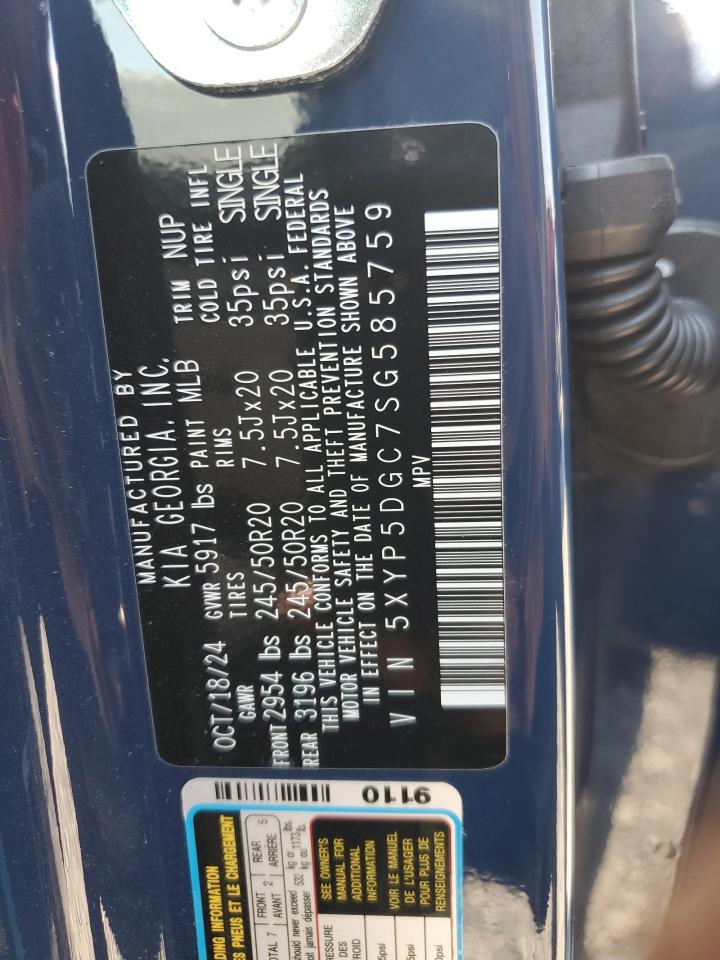 2025 Kia Telluride Sx VIN: 5XYP5DGC7SG585759 Lot: 80912835